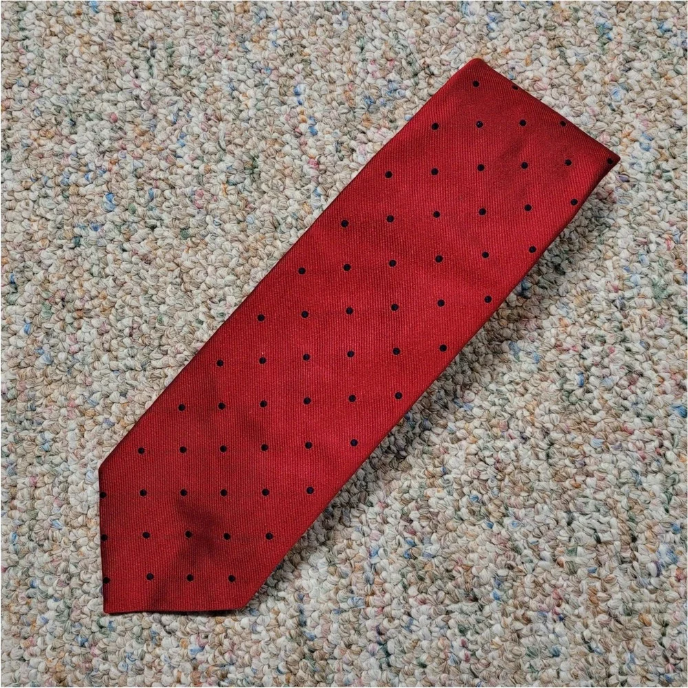 Brooks Brothers Tie Mens OS Red Polka Dot Silk Woven England USA Necktie